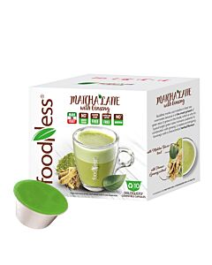 FoodNess Matcha Latte package and capsule for Dolce Gusto
