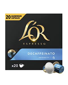 L'OR Decaffeinato XL package and capsule for Nespresso®