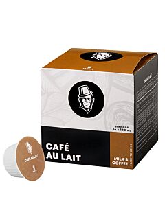 Kaffekapslen Café Au Lait package and capsule for Dolce Gusto